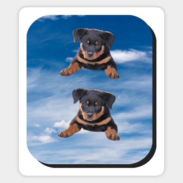 puppies on the blue rectangular background Sticker by KA&KO